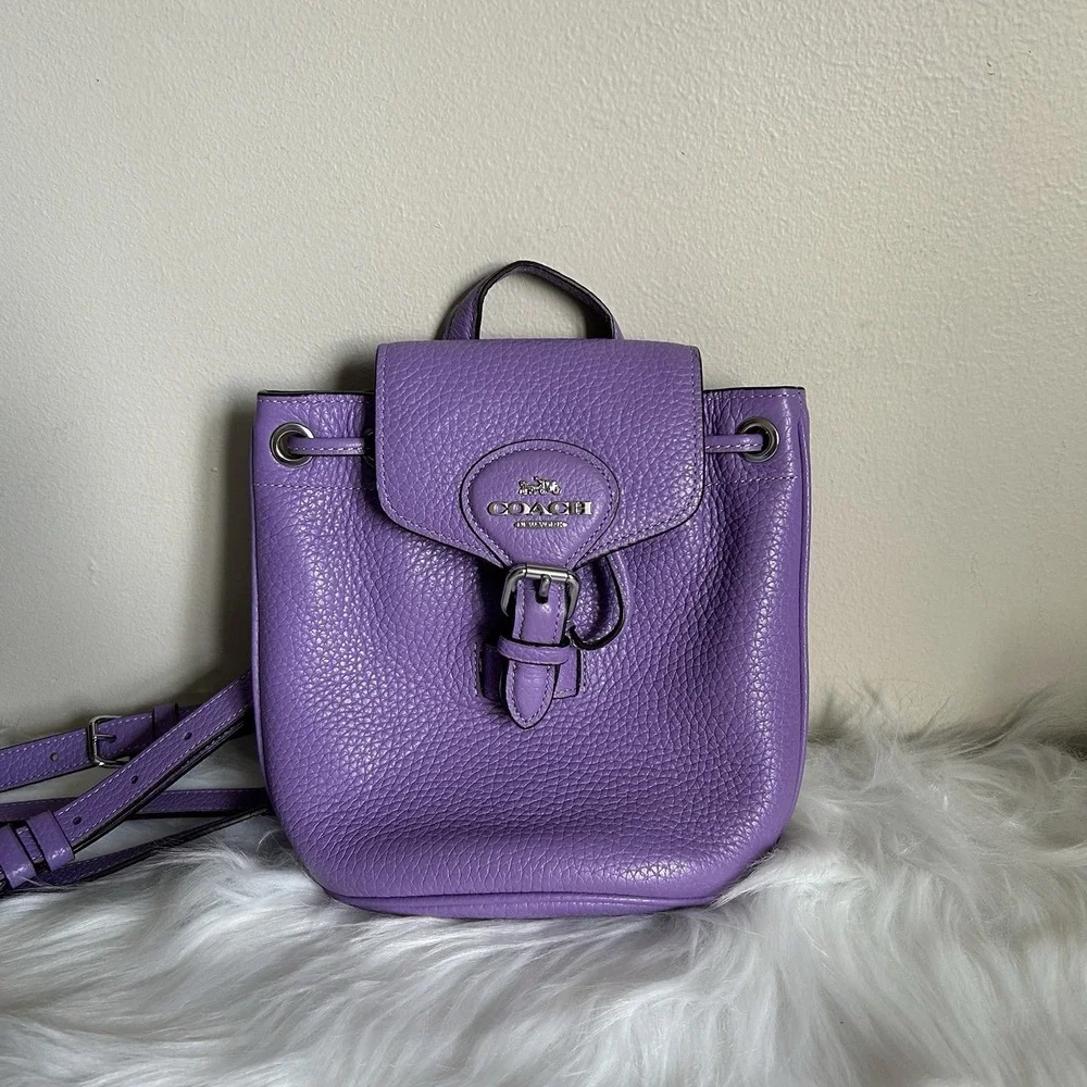 Coach‎ Amelia Mini Purple Pebbled Leather Backpack Excellent